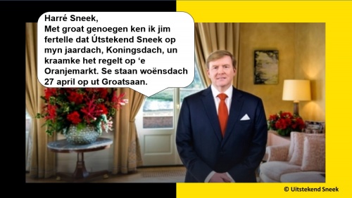 Aankonding aanwezigheid Uitstekend Sneek op markt Koningsdag 2016 Aankonding aanwezigheid Uitstekend Sneek op markt Koningsdag 2016